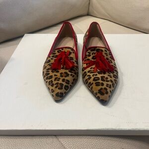 Brand new Leopard Print Women's pointed Shoes with Red Tassels. Size 10